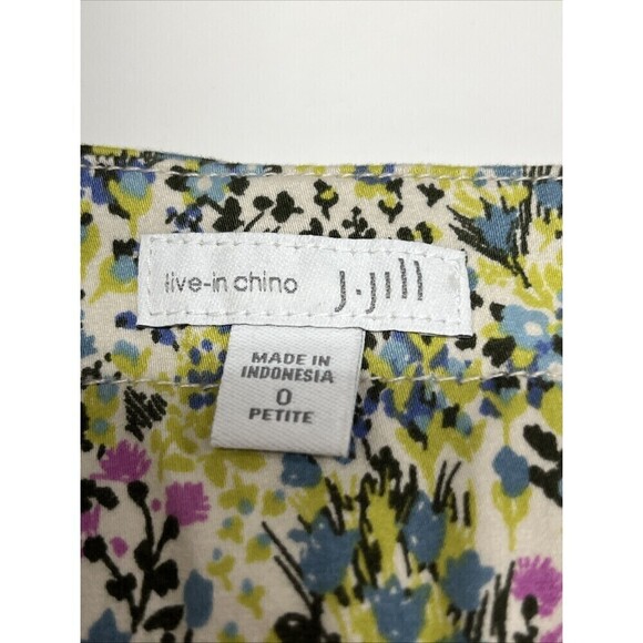 J Jill Live in Chino Pencil Skirt Womens 0P Floral Cotton Stretch Front Zip - Picture 4 of 13